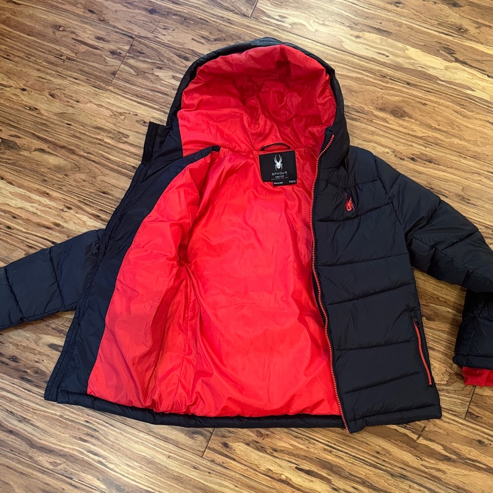 Spyder Kids Puffer Jacket in Black and Red